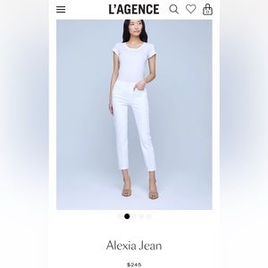 L'Agence "Alexia" High Rise Denim Jeans, Size 26, Color Blanc